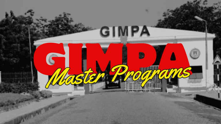 GIMPA Master Programs sign at the GIMPA campus entrance.